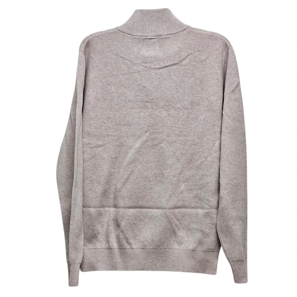 Next Quarter Zip Sweater Mens Small Taupe‎ Cotton Textured Mock Neck Casual